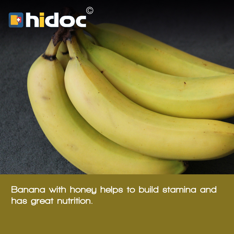 Health Tip - Banana with honey helps to build stamina and has great nutrition.