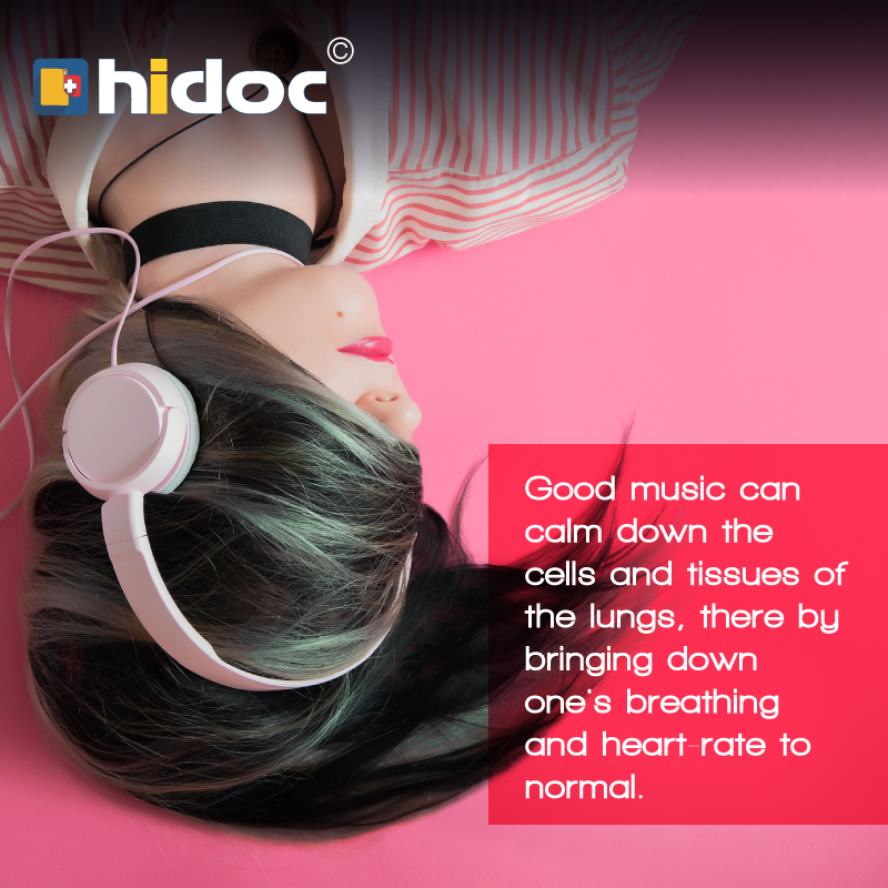 Health Tip - Good music can calm down the cells and tissues of the lungs, there by bringing down one's breathing and heart-rate to normal.