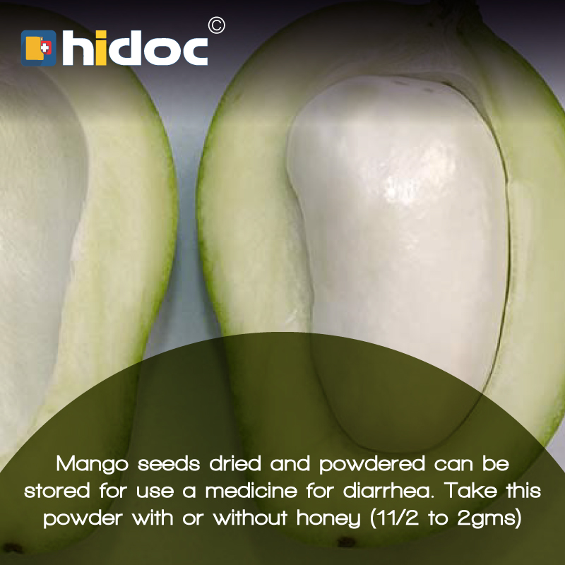 Health Tip - Mango seeds dried and powdered can be stored for use a medicine for diarrhea. Take this powder with or without honey (11/2 to 2gms)