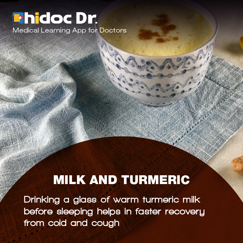 Health Tip - Drinking a glass of warm turmeric milk before sleeping helps in faster recovery from cold and cough