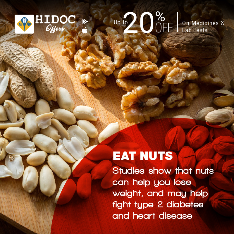 Health Tip - Studies show that nuts can help you lose weight, and may help fight type 2 diabetes and heart disease